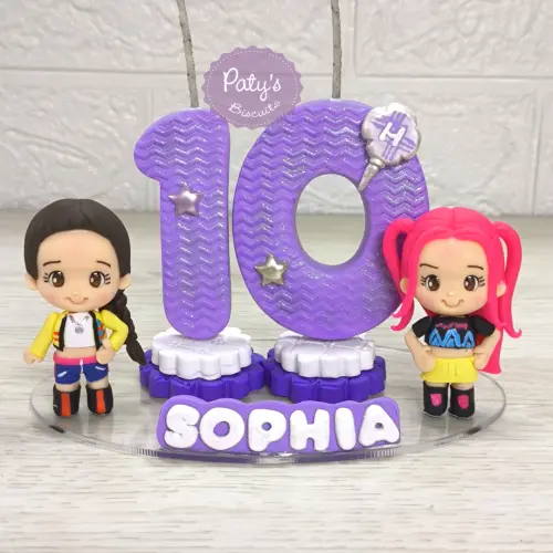 Topinho com Vela Mira e Aniversariante - Guerreiras do Kpop