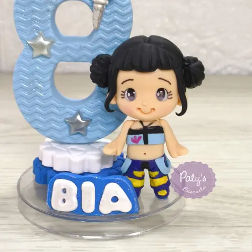 Vela decorada Zoey - Guerreiras do Kpop - vela azul