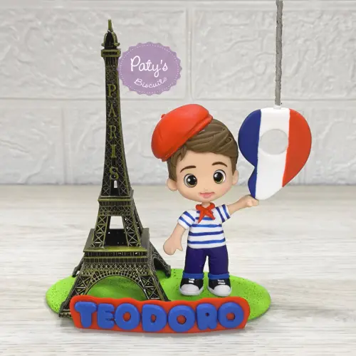 Topinho com Vela Personalizado Paris / Torre Eiffel
