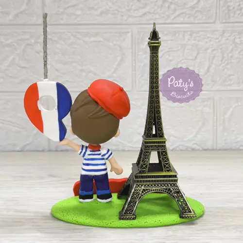 Topinho com Vela Personalizado Paris / Torre Eiffel