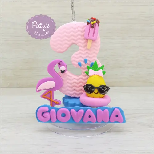 Vela decorada Verão / Flamingo