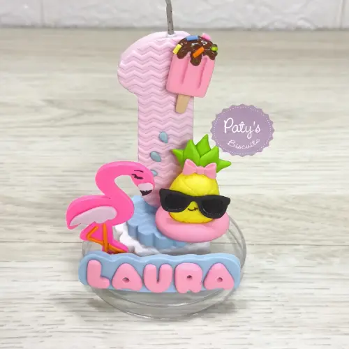 Vela decorada Verão / Flamingo