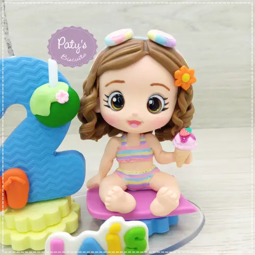 Topo com Vela Personalizado Praia / Piscina