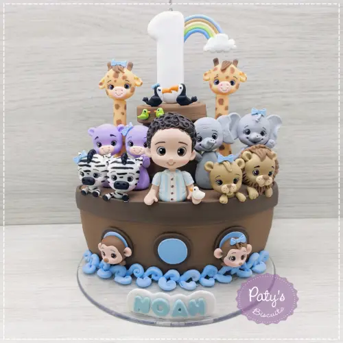 Topo com Vela Personalizado Arca de Noé