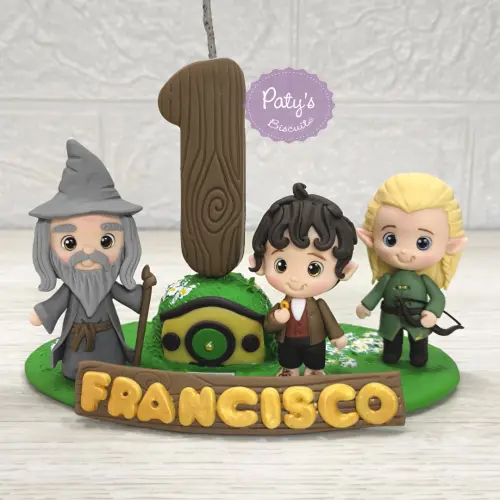 Topinho com vela Frodo, Gandalf e Legolas - O Senhor dos Anéis