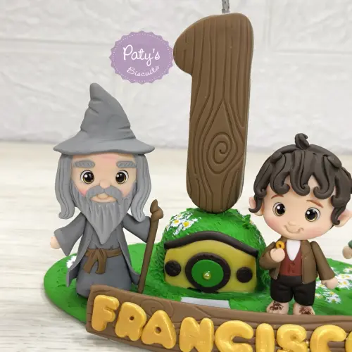 Topinho com vela Frodo, Gandalf e Legolas - O Senhor dos Anéis