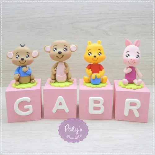 Cubos Decorados Ursinho Pooh Rosa (valor Unitário)