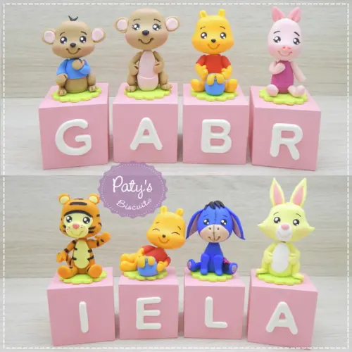 Cubos Decorados Ursinho Pooh Rosa (valor Unitário)