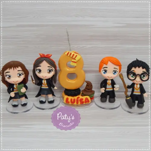 Kit 4 Miniaturas + Vela Decorada Harry Potter
