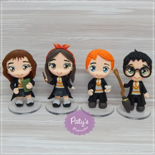 Kit 4 Miniaturas + Vela Decorada Harry Potter