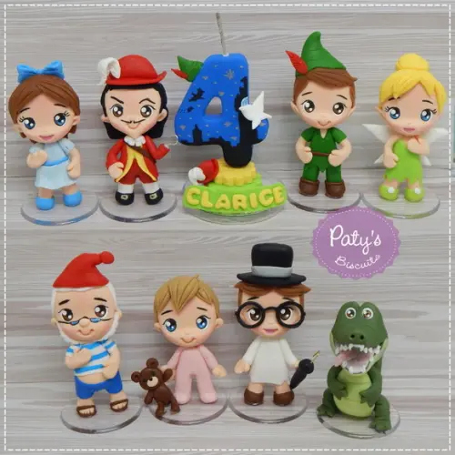 Kit 8 Miniaturas 8cm + Vela Decorada Peter Pan