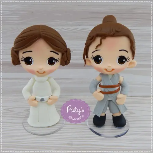 Kit Miniaturas Princesa Leia e Rey 8cm - Star Wars