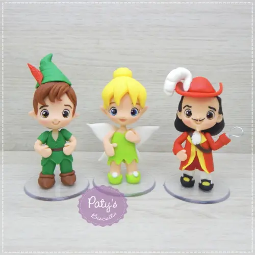 Kit Topo com Vela Peter Pan, Tinker Bell e Capitão Gancho