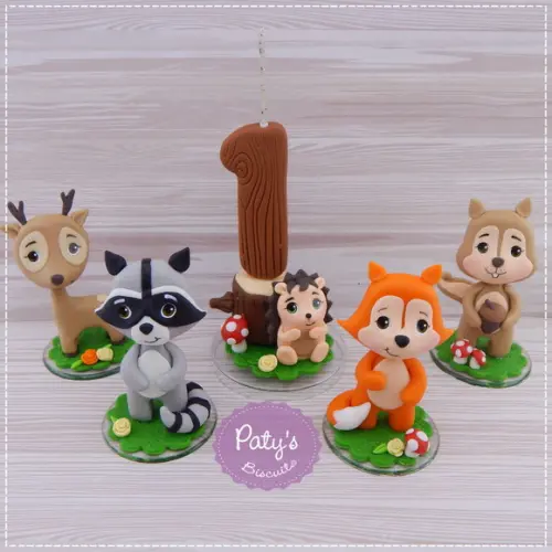 Kit Vela + 4 Miniaturas Bichinhos da Floresta (woodland)