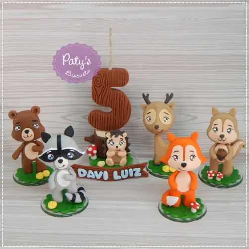 Kit Vela + 5 Miniaturas Bichinhos da Floresta (woodland)
