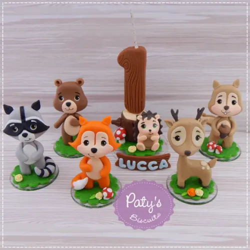 Kit Vela + 5 Miniaturas Bichinhos da Floresta (woodland)
