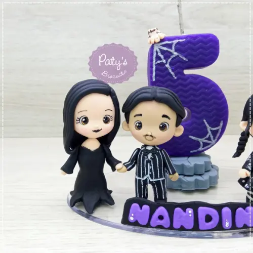 Topinho com Vela a Família Addams (4 Personagens + Mãozinha)