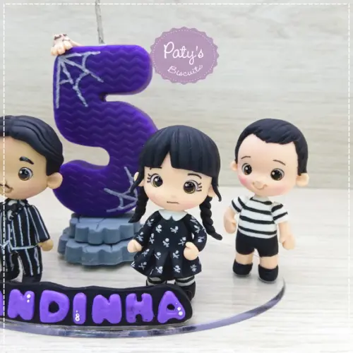 Topinho com Vela a Família Addams (4 Personagens + Mãozinha)