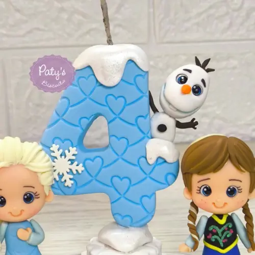 Topinho com Vela Anna, Elsa e Olaf - Frozen 1