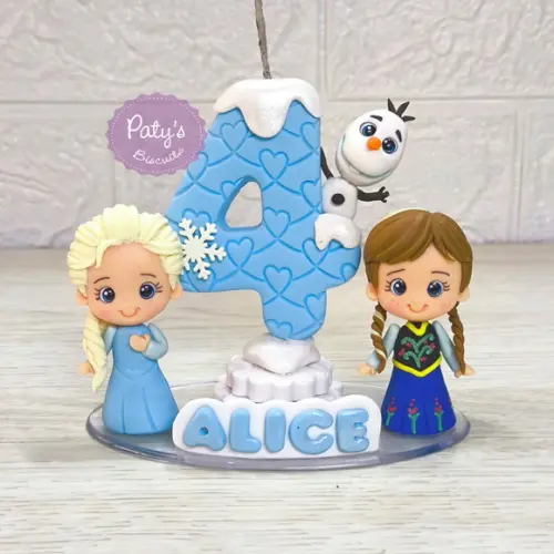 Topinho com Vela Anna, Elsa e Olaf - Frozen 1