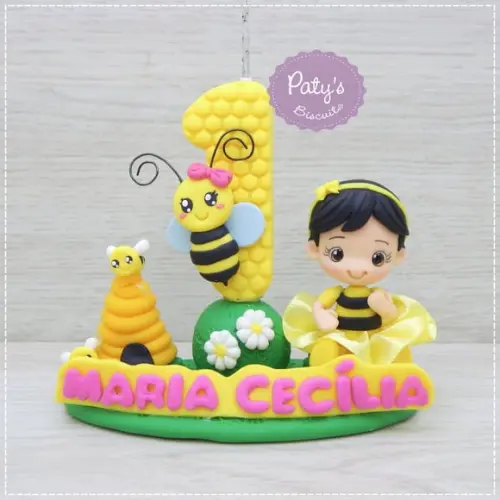 Topinho com Vela Personalizado Abelhinha