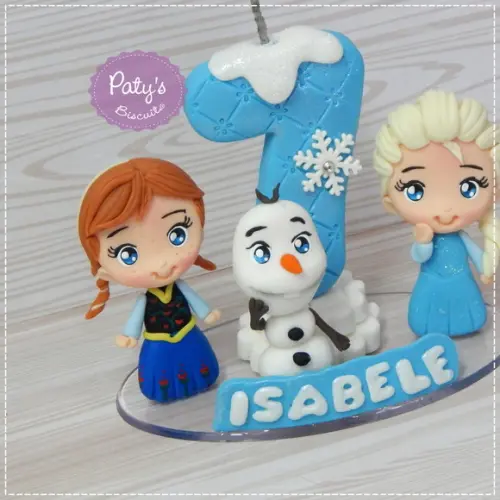 Topinho com Vela Anna, Elsa e Olaf - Frozen 1