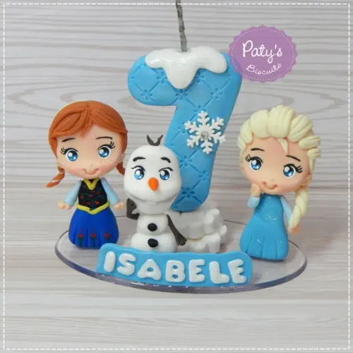 Topinho com Vela Anna, Elsa e Olaf - Frozen 1