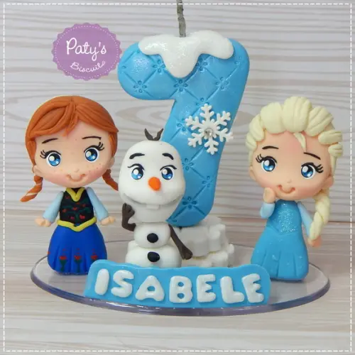 Topinho com Vela Anna, Elsa e Olaf - Frozen 1