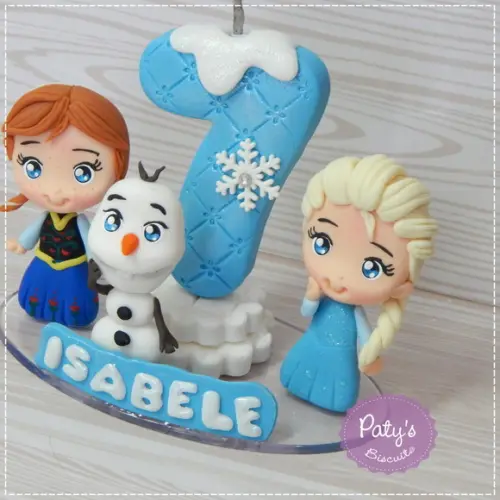 Topinho com Vela Anna, Elsa e Olaf - Frozen 1