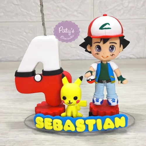 Topinho com Vela Ash e Pikachu - Pokémon