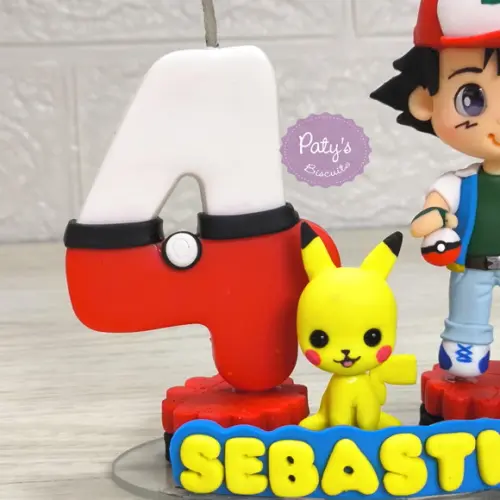 Topinho com Vela Ash e Pikachu - Pokémon