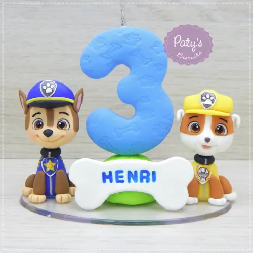 Topinho com Vela Chase e Rubble - Patrulha Canina