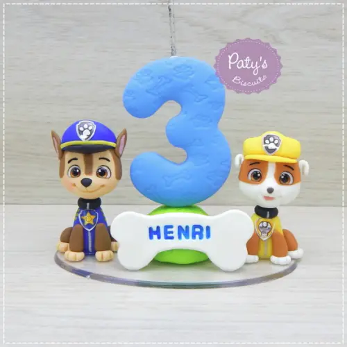 Topinho com Vela Chase e Rubble - Patrulha Canina