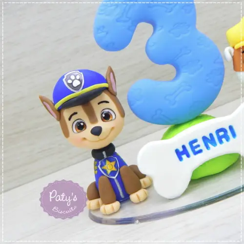 Topinho com Vela Chase e Rubble - Patrulha Canina