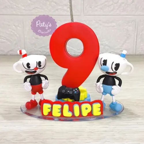 Topinho com Vela Cuphead e Mugman