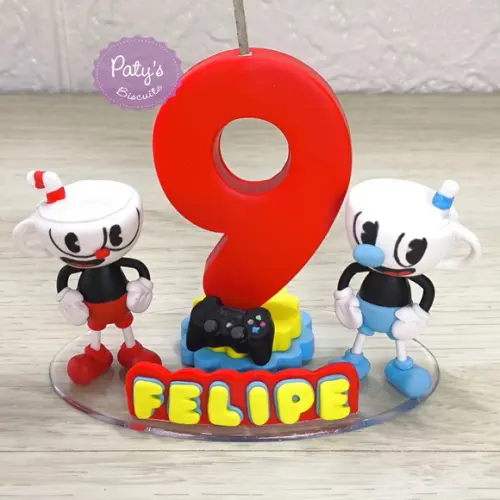 Topinho com Vela Cuphead e Mugman
