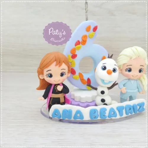 Topinho com Vela Elsa, Anna e Olaf - Frozen 2