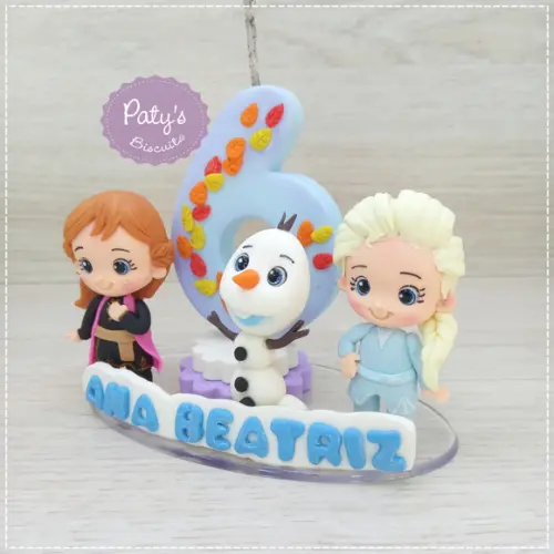 Topinho com Vela Elsa, Anna e Olaf - Frozen 2