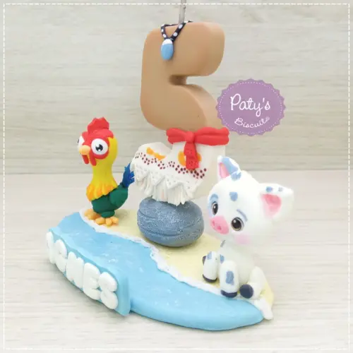 Topinho com Vela Heihei e Puá - Moana
