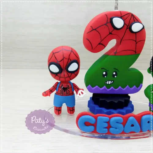 Topinho com Vela Hulk e Homem-aranha