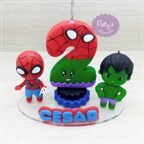 Topinho com Vela Hulk e Homem-aranha