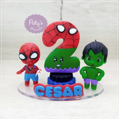 Topinho com Vela Hulk e Homem-aranha