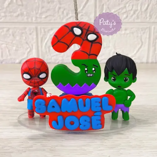 Topinho com Vela Hulk e Homem-aranha