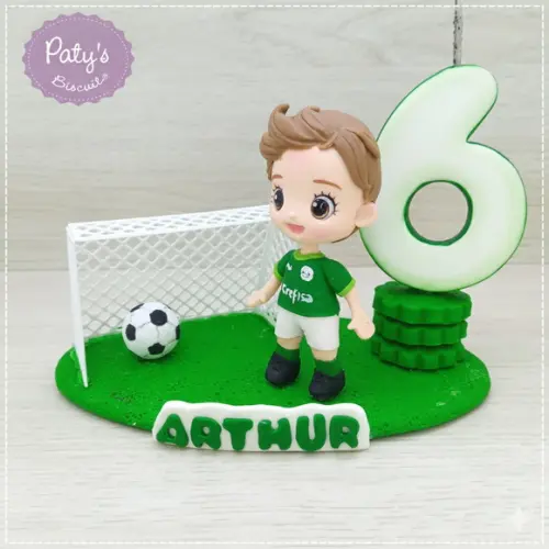 Topinho com Vela Jogador de Futebol + Gol