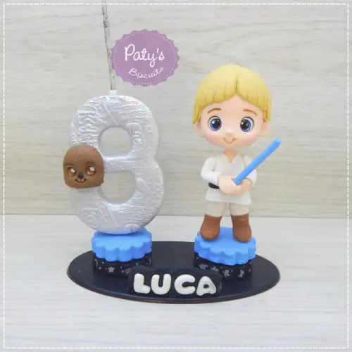 Topinho com Vela Luke Skywalker - Star Wars (vela Prata)