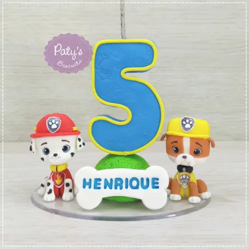 Topinho com Vela Marsall e Rubble - Patrulha Canina