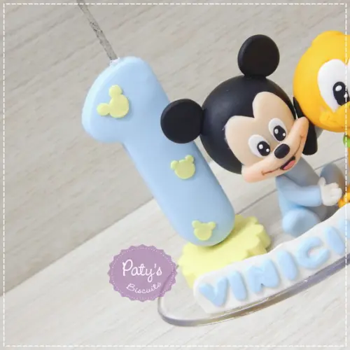 Topinho com Vela Mickey e Pluto Baby