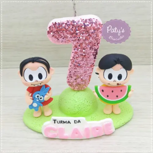 Topinho com Vela Mônica e Magali Candy Colors