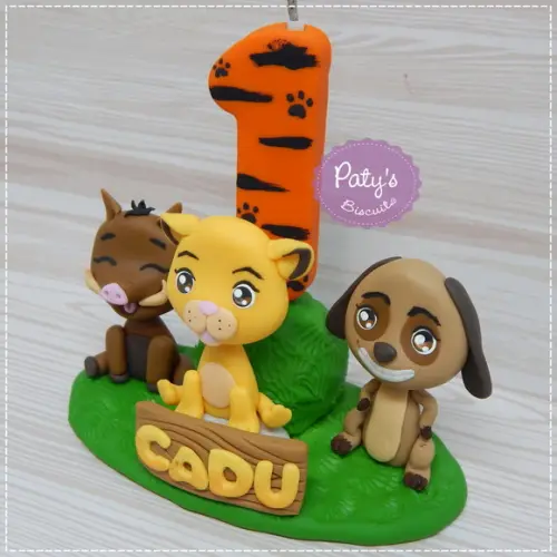 Topinho com Vela o Rei Leão - Simba, Timão e Pumba