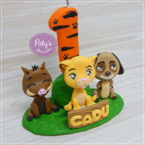 Topinho com Vela o Rei Leão - Simba, Timão e Pumba